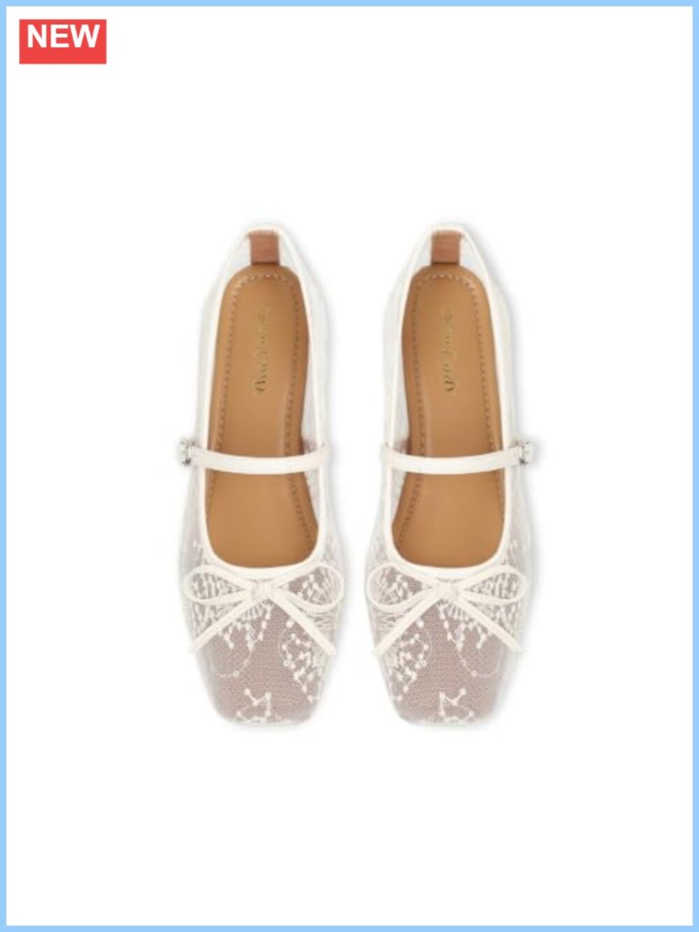 Lace Mesh Mary Jane Ballet Flats Square Toe Women